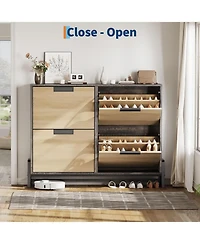 Shoe Cabinet Storage with 4 Flip Drawers, Freestanding Shoe Storage Organizer Cabinet for Entryway, Narrow Shoe Rack
