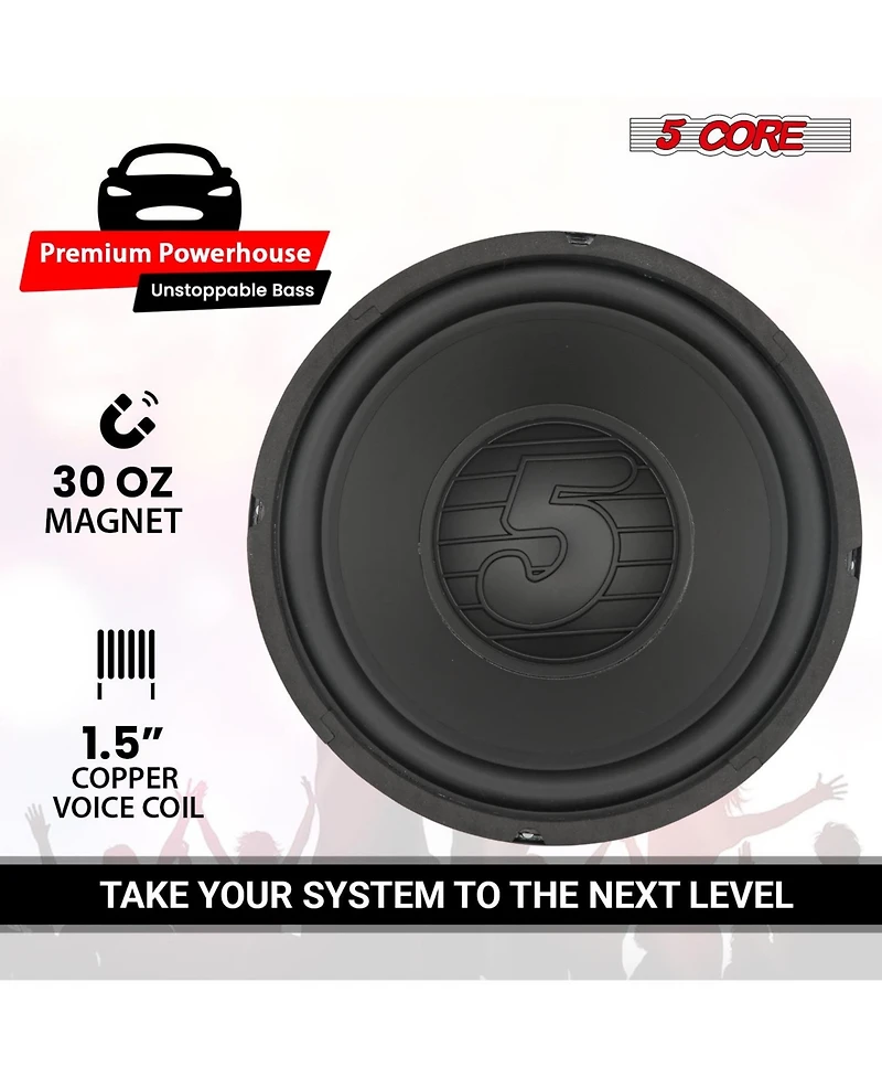 5 Core 8 Inch Woofer Pair 200W Car Subwoofer 4Ohm Replacement Deep Sub w Poly Cone