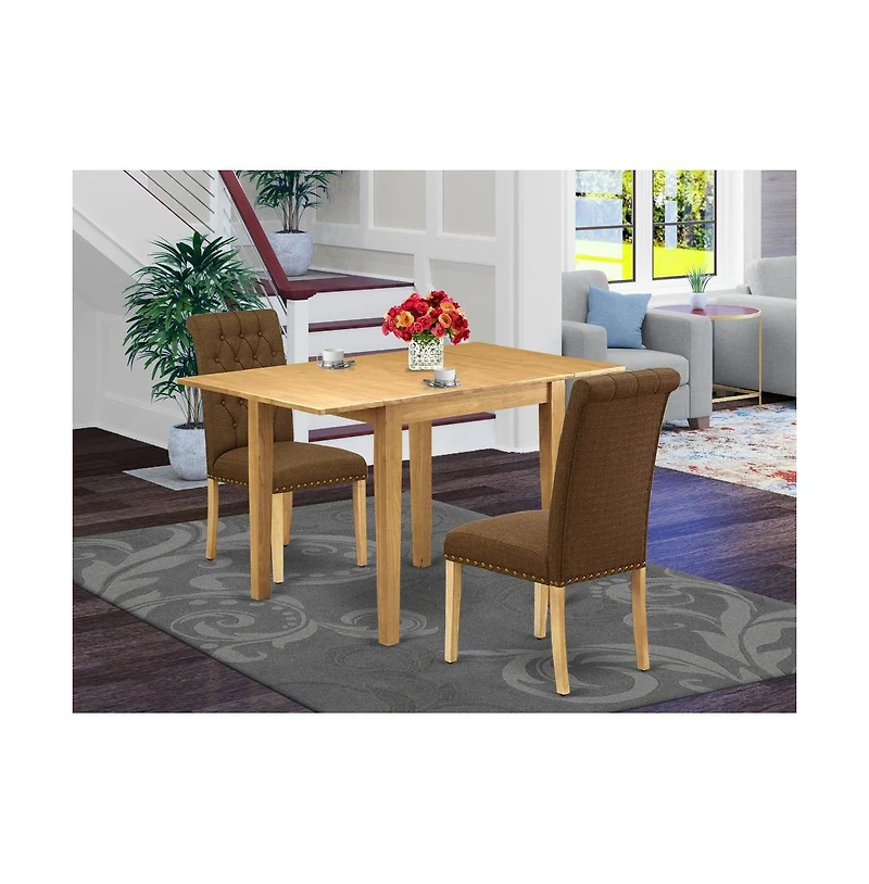 East West Furniture Dining Room Set Oak, NDBR3-oak-18