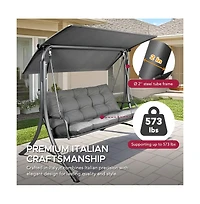 Sunjoy 3-Person Deluxe Outdoor Patio Garden Steel Frame Swing