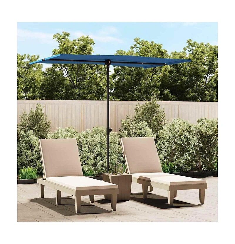 vidaXL Garden Parasol Azure Blue Aluminium, Polyester 6.6 x 4.9 feet
