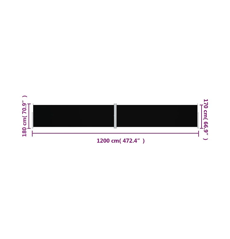 vidaXL Side Awning Black Polyester with Pu coating, steel, aluminum