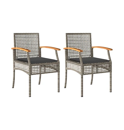 vidaXL Garden Chair Set of 2 Grey and Brown Pe rattan Medium