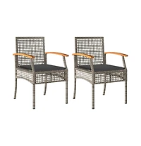 vidaXL Garden Chair Set of 2 Grey and Brown Pe rattan Medium