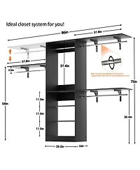 Aheaplus 20-96" W Closet System for Bedroom