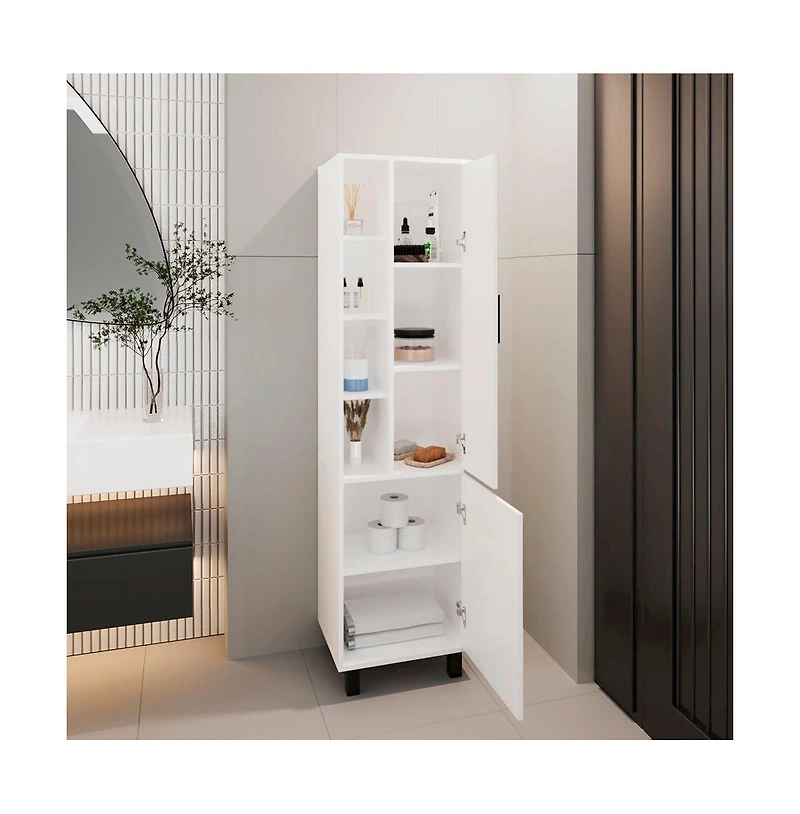We Have Furniture Delta Storage Cabinet, Bathroom, White
