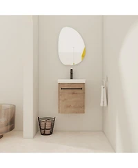 Lovmor Floating Wall Mounted Bathroom Vanity with Ceramic Sink SoftClose Cabinet Door For Small Bathroom