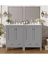 Lovmor Bathroom Vanity with Integrated Undermount Sink Divided Drawer for Versatile Storage