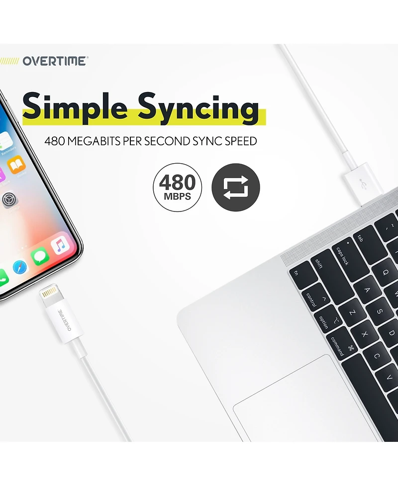 Overtime Mfi Certified Usb C to Lightning 6ft Cable, Fast Charging (OTDCIPUSBTC6WHX3)
