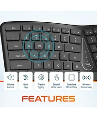 Delton KB250 Ergonomic Wireless Keyboard with Wrist Rest Pad (DKBE250-wb)