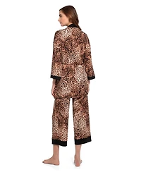 Linea Donatella Women's 3-Piece Leopard Skin Knit Pajama Set