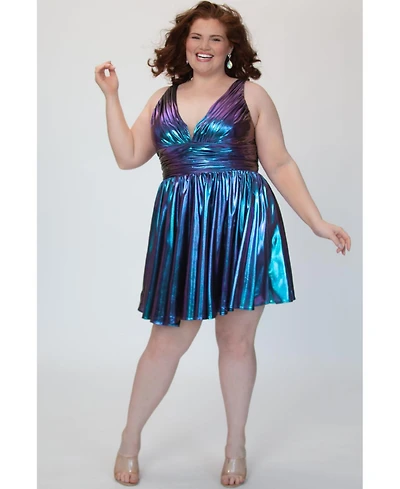 Sydney's Closet Blue & Purple Iridescent A-line Party Dress