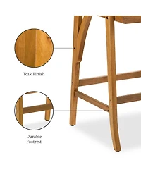 Best Choice Products Set of 2 Outdoor Acacia Wood Bar Stools Bar Chairs w/ Weather-Resistant Cushions