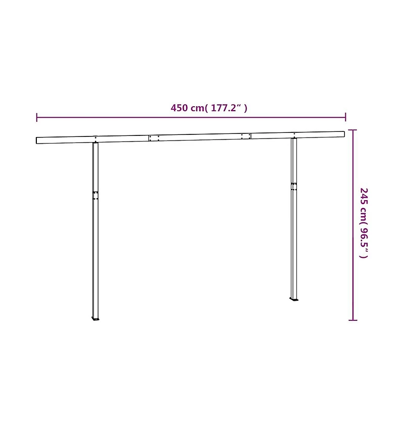 vidaXL Awning Post Set White Iron 177.2 x 96.5 in Adjustable Armrests