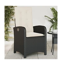 vidaXL Reclining Garden Chair Black Pe Rattan Standard