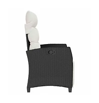 vidaXL Reclining Garden Chair Black Pe rattan, powder-coated steel Medium