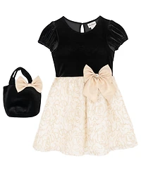 Rare Editions Girls 7-16 Puff Sleeve Lace Dress with Bow