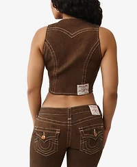 True Religion Women's Denim Scoop Neck Vest