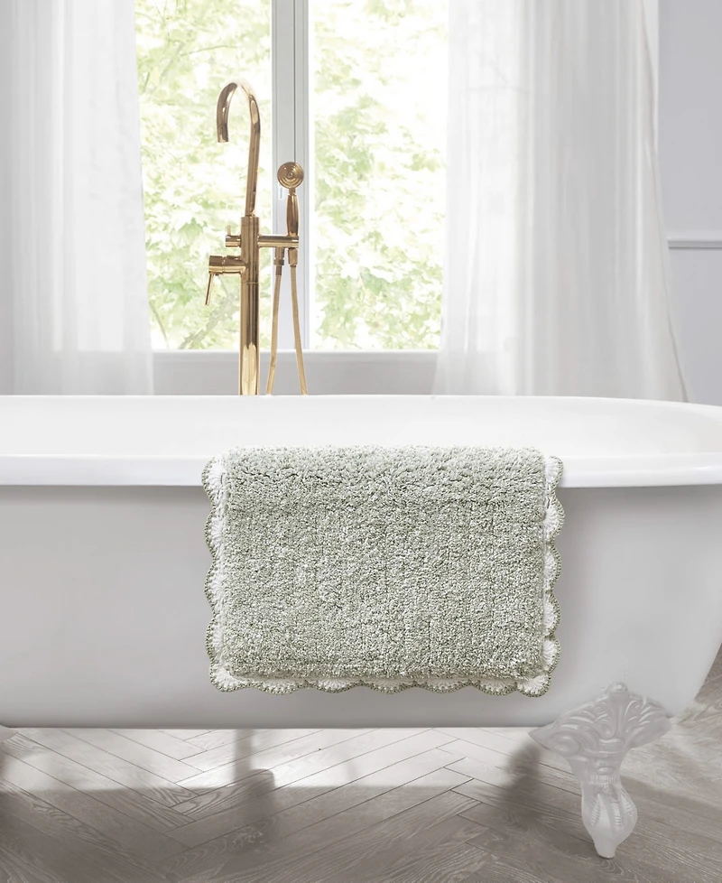 Laura Ashley Heathered Crochet Border Cotton Bath Rug, 17" x 24"