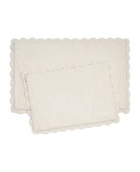 Laura Ashley Heathered Crochet Border Cotton Bath Rug Set