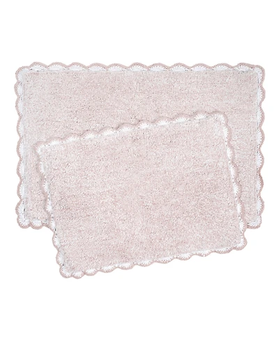 Laura Ashley Heathered Crochet Border Cotton Bath Rug Set