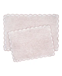 Laura Ashley Heathered Crochet Border Cotton Bath Rug Set
