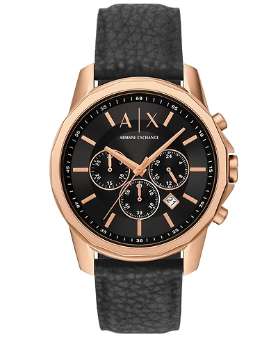 Armani Exchange Men's Chronograph Black Rubber Watch, 44mm