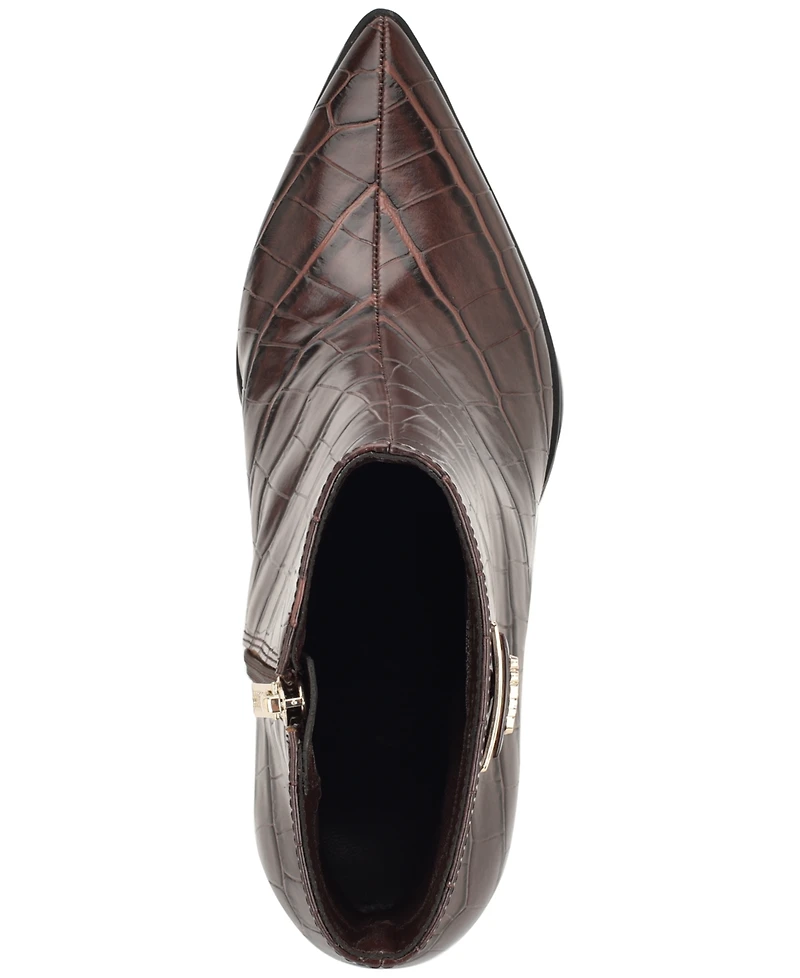 Guess Womens Lusera Flared Block Heel Dress Booties