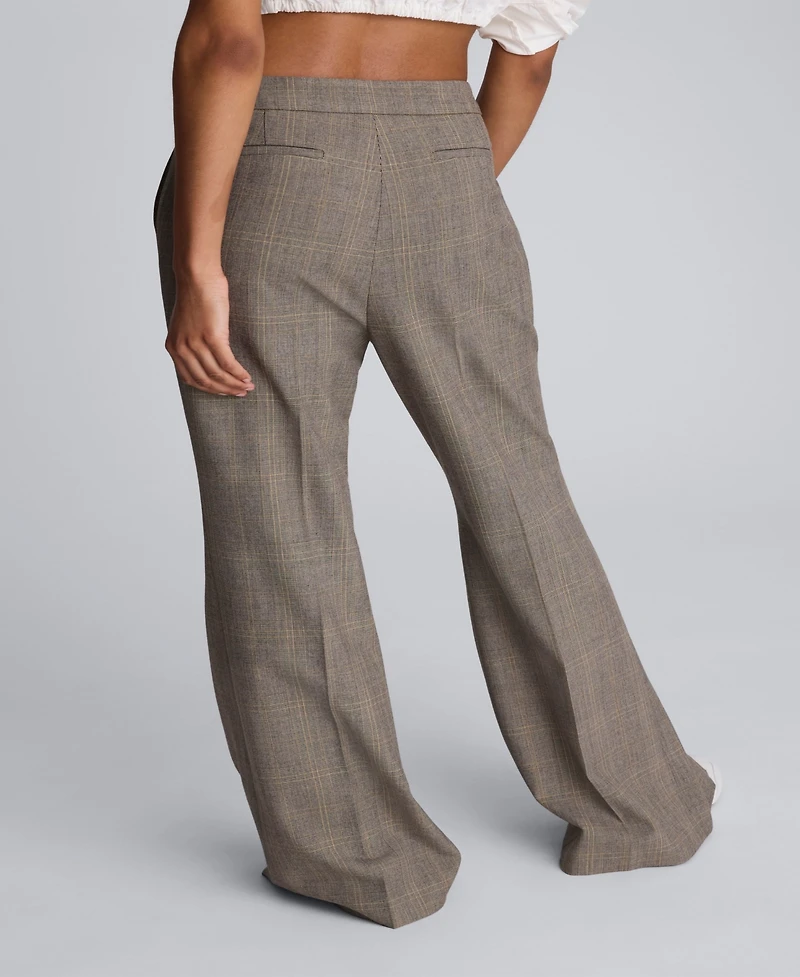 Kenneth Cole Women's Plaid Fly Front Flare Pants