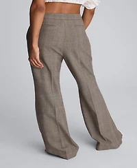 Kenneth Cole Women's Plaid Fly Front Flare Pants