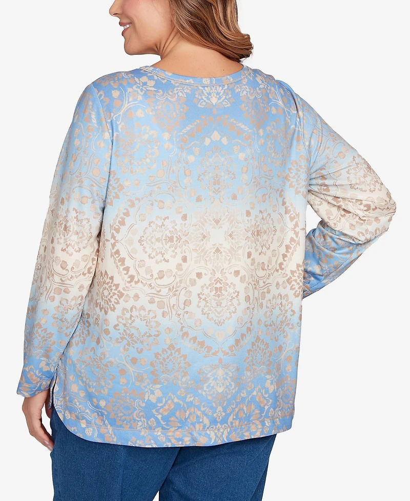 Ruby Rd. Plus Brushed Medallion Hatchi Knit Top