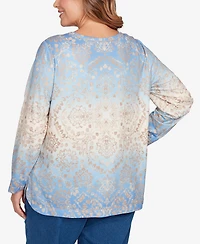 Ruby Rd. Plus Brushed Medallion Hatchi Knit Top