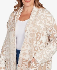 Ruby Rd. Plus Eyelash Scroll Jacquard Cardigan Sweater