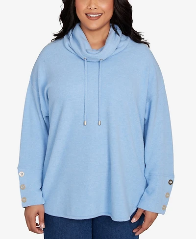 Ruby Rd. Plus Cowl Neck Cozy Hatchi Drawstring Top