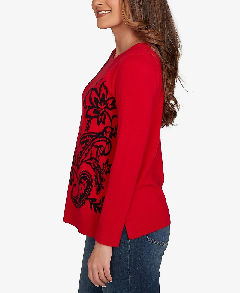 Ruby Rd. Plus Floral Paisley Jacquard Sweater