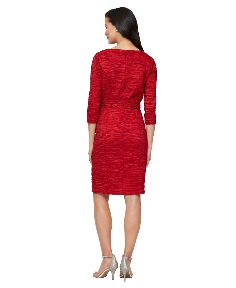 Sl Fashions Women's Square Neck Crinkle Sheath Dress