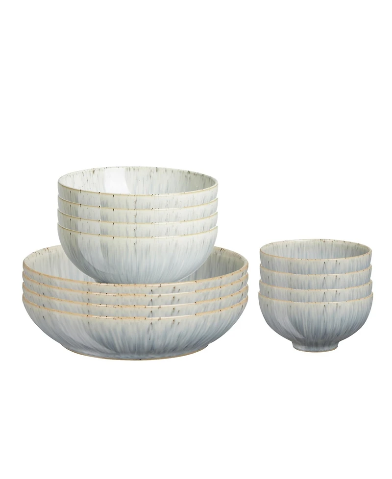 Denby Halo Speckle 12-Pc. Double Bowl Dinnerware Set, Service for 4