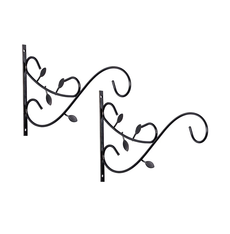 Gardenised Decorative Metal Wall Mounted Hook for Hanging Plants, Bracket Hanger Flower Pot Holder, 2 Pack