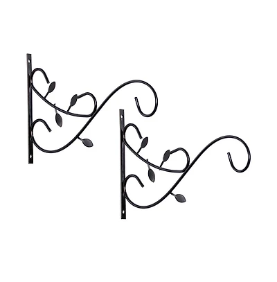 Gardenised Decorative Metal Wall Mounted Hook for Hanging Plants, Bracket Hanger Flower Pot Holder, 2 Pack