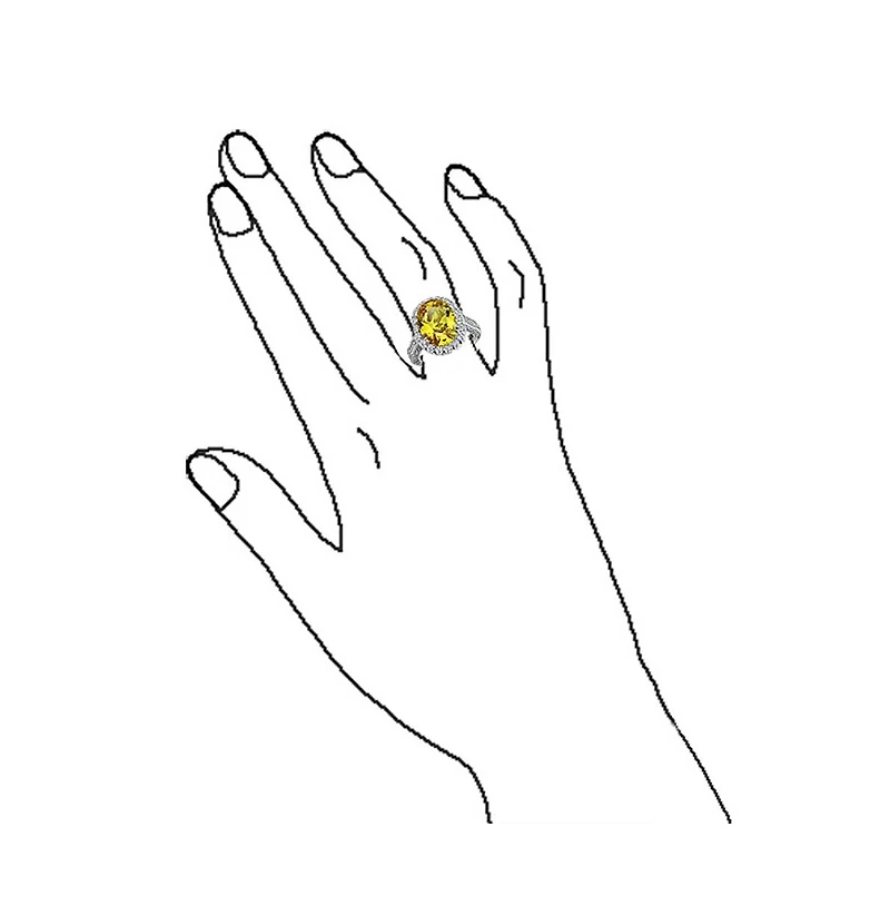 Bling Jewelry 6CT Yellow Oval Cz Halo Statement Ring Sterling Silver with Pave Band