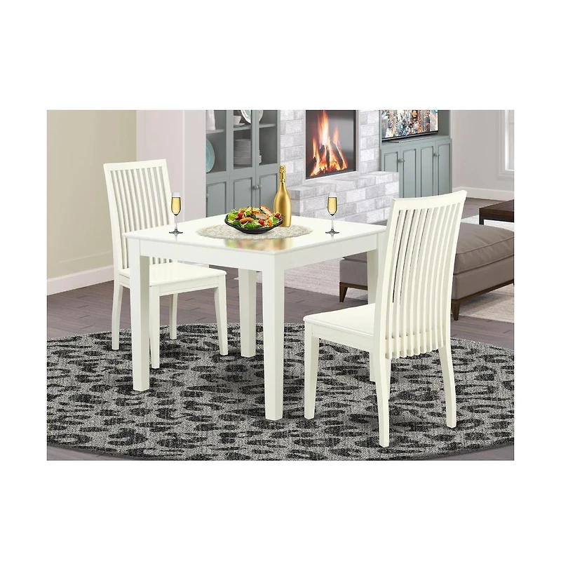 East West Furniture Dining Room Set Linen White