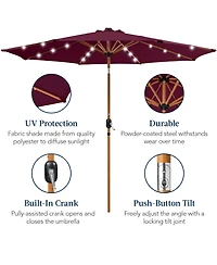 Best Choice Products 10ft Solar Led Lighted Outdoor Woodgrain Pattern Steel Market Patio Umbrella