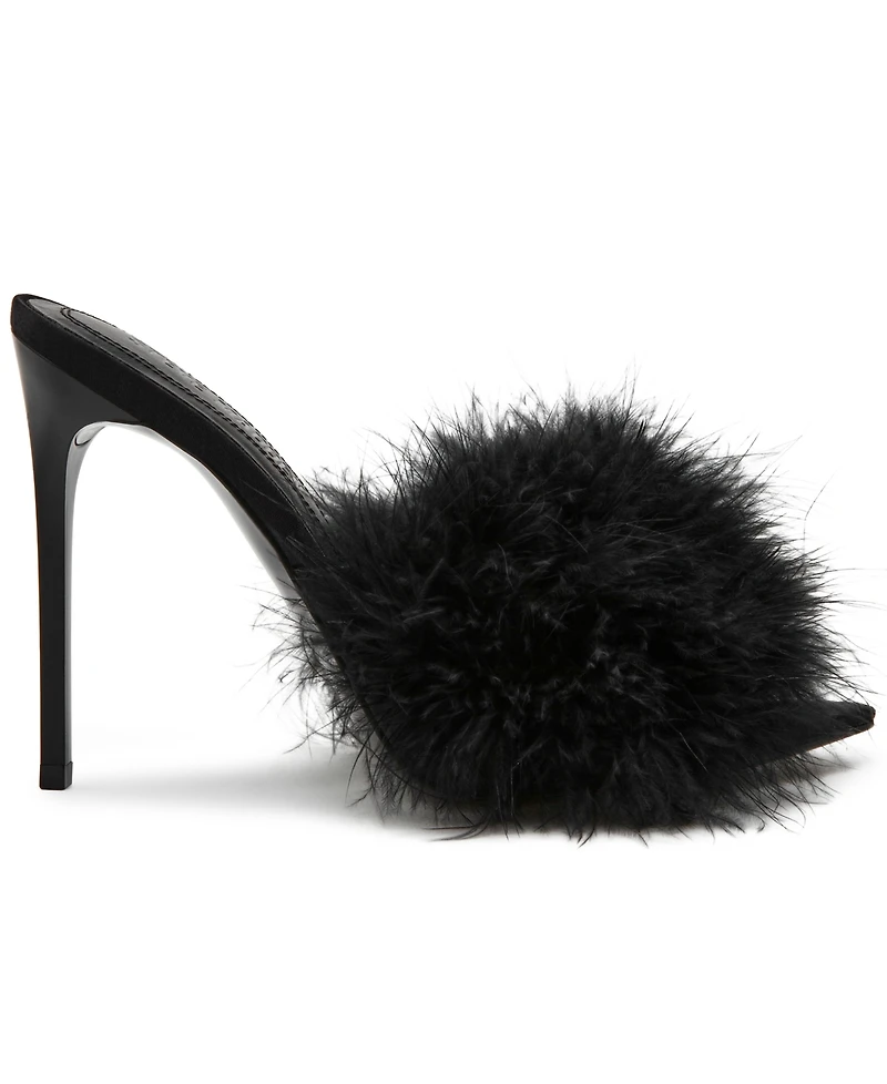 Steve Madden Women's Ashbey Feather Stiletto Dress Mules