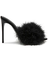 Steve Madden Women's Ashbey Feather Stiletto Dress Mules