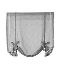Kate Aurora Rod Pocket Textured Yarn Sheer Tie Up Balloon Curtain Window Panel - 63 in. Long