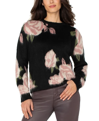 Liverpool Los Angeles Women's Floral Print Long Sleeves Sweater
