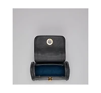 Susu Women's Top Handle Leather Crossbody Bag Convertible Cylinder Shoulder & Evening Purse with Gold Hardware and Detachable strap