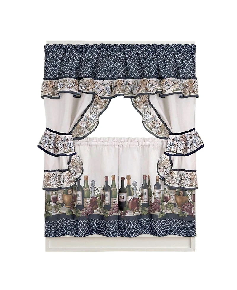 GoodGram French Chateau Complete Rod Pocket 3 Piece Cottage Kitchen Curtain Set