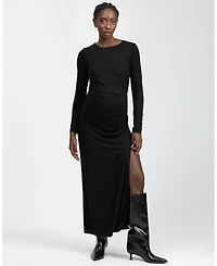 Pietro Brunelli Maternity Boat Neck Maxi Daphne Dress with Side Ruching