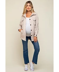 Pinkblush Maternity Beige Fleece Double Front Pocket Jacket